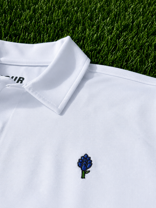 Bluebonnet Performance Golf Polo – White